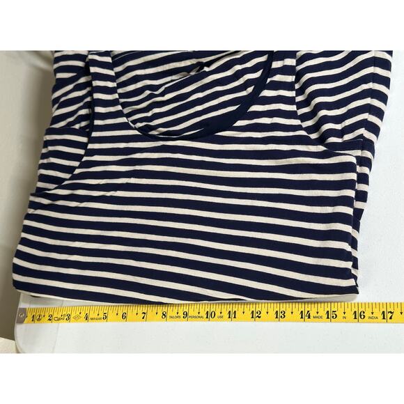 Ann Taylor LOFT Dress Womens‎ Small Sleeveless Shift Navy Stripe Tiered Nautical - Picture 9 of 10